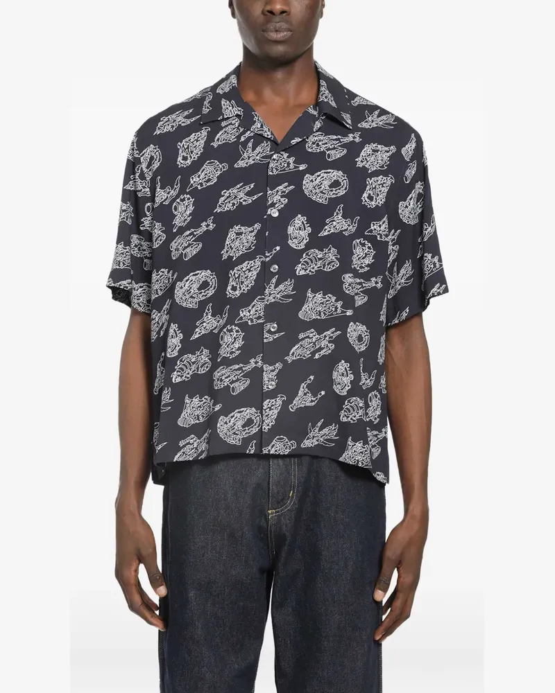 Moncler printed short-sleeve shirt - Blau Blau