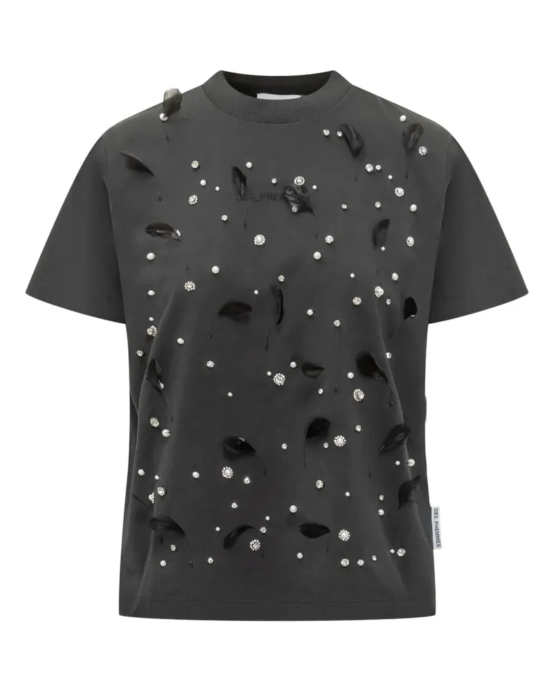 Des Phemmes T-Shirt mit Federn - Grau Grau