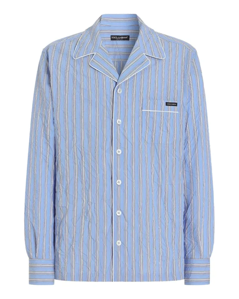 Dolce & Gabbana crinkled striped fabric vanity shirt - Blau Blau