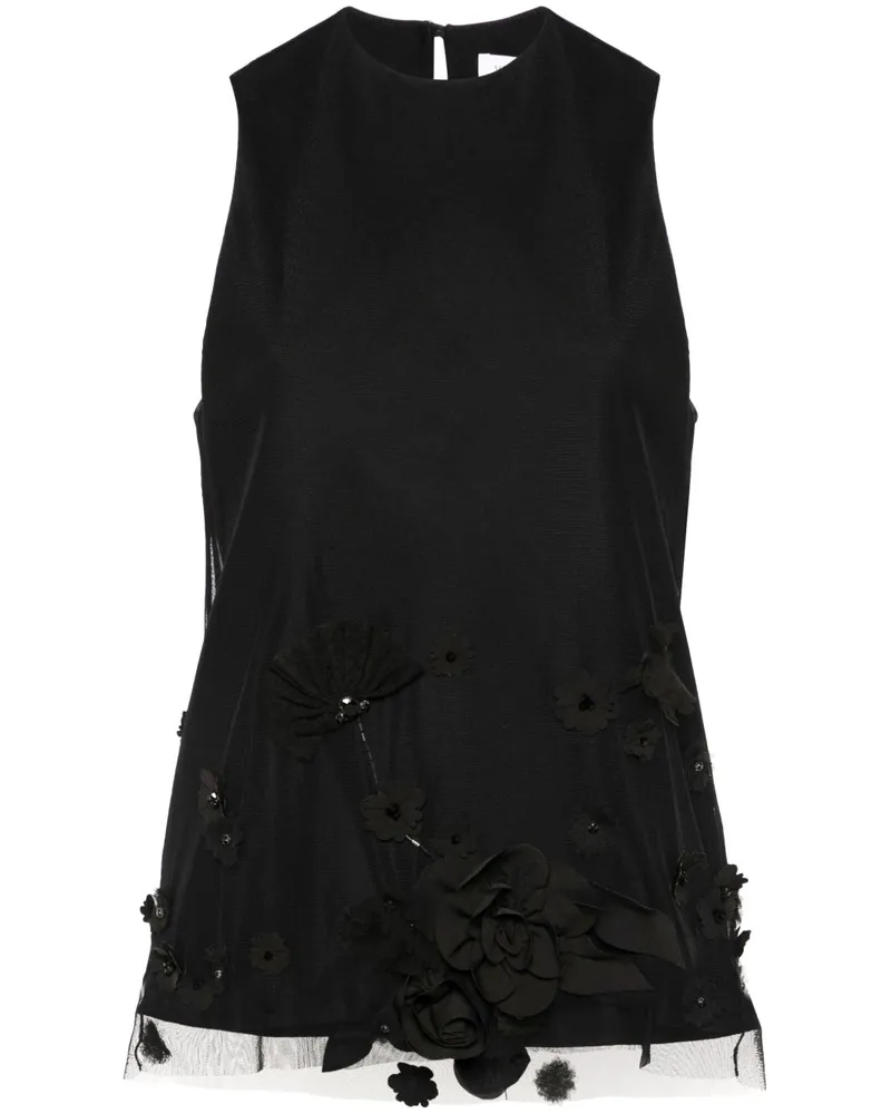 Viktor & Rolf Bluse mit Blumenstickerei - Schwarz Schwarz