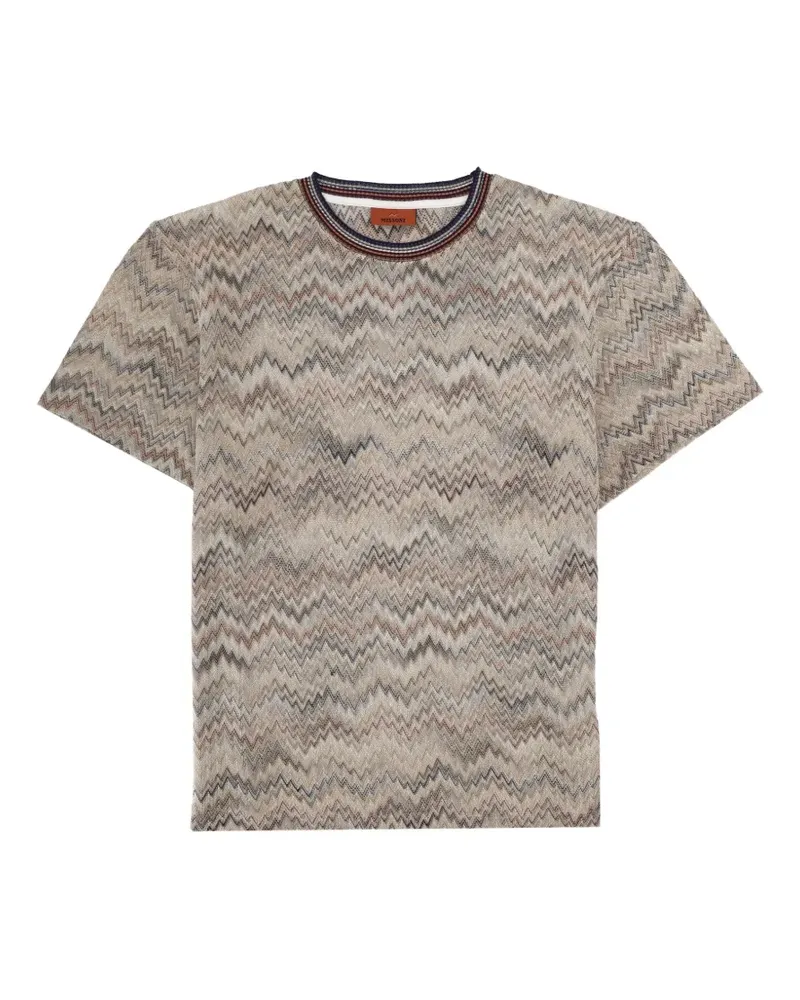Missoni zigzag-knit T-shirt - Nude Nude