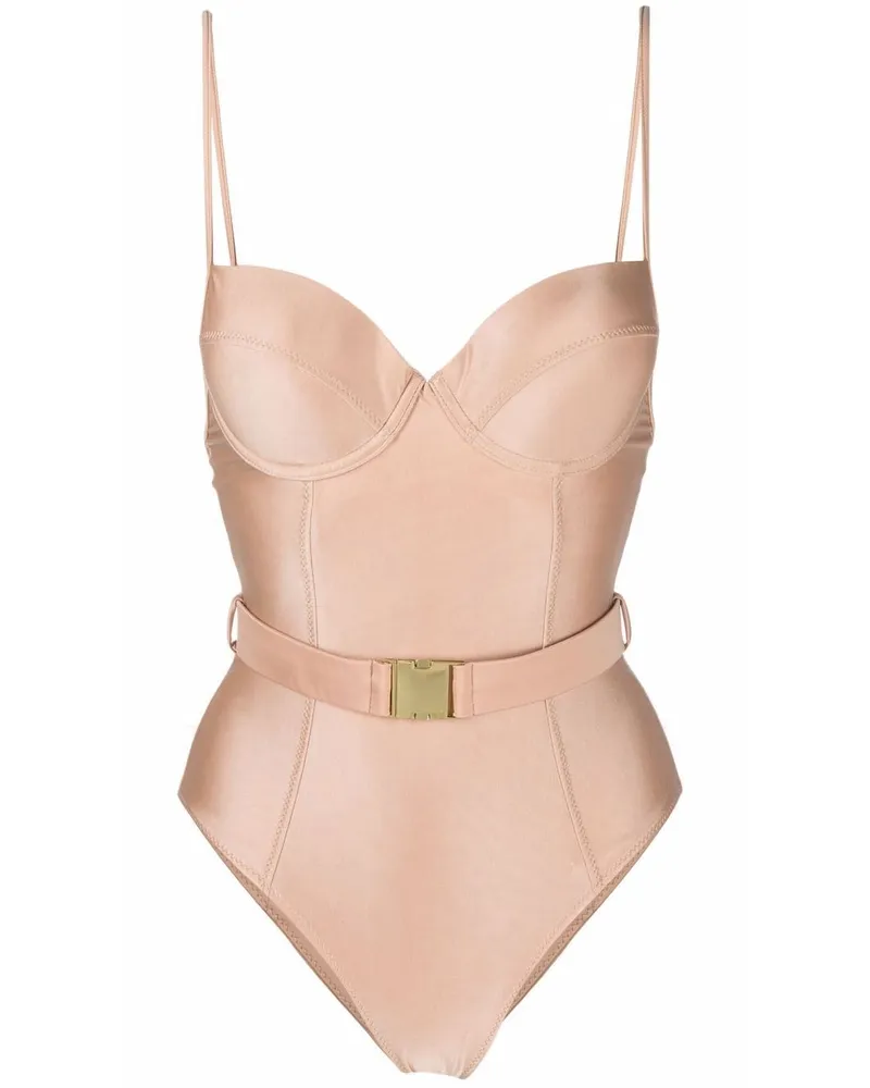 Noire Swimwear Badeanzug mit Schnallen - Nude Nude
