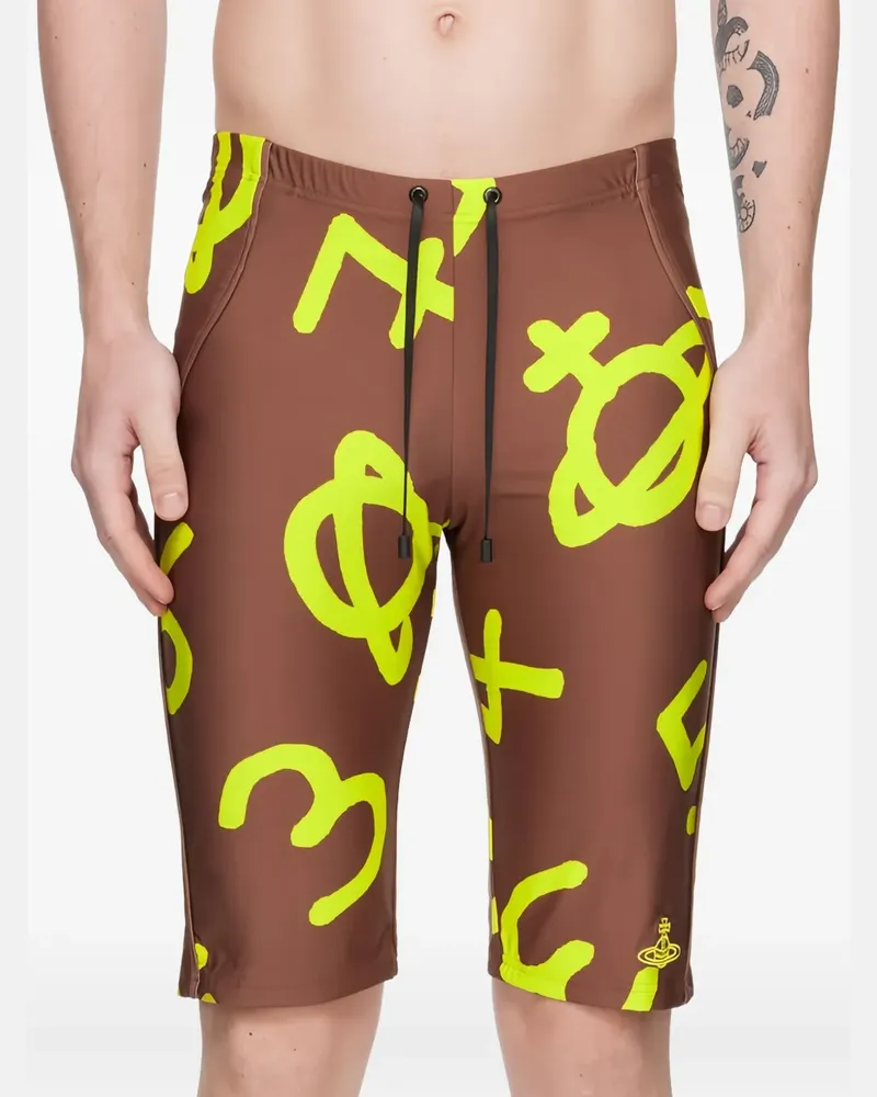 Vivienne Westwood Badeshorts mit Nummern-Print - Braun Braun
