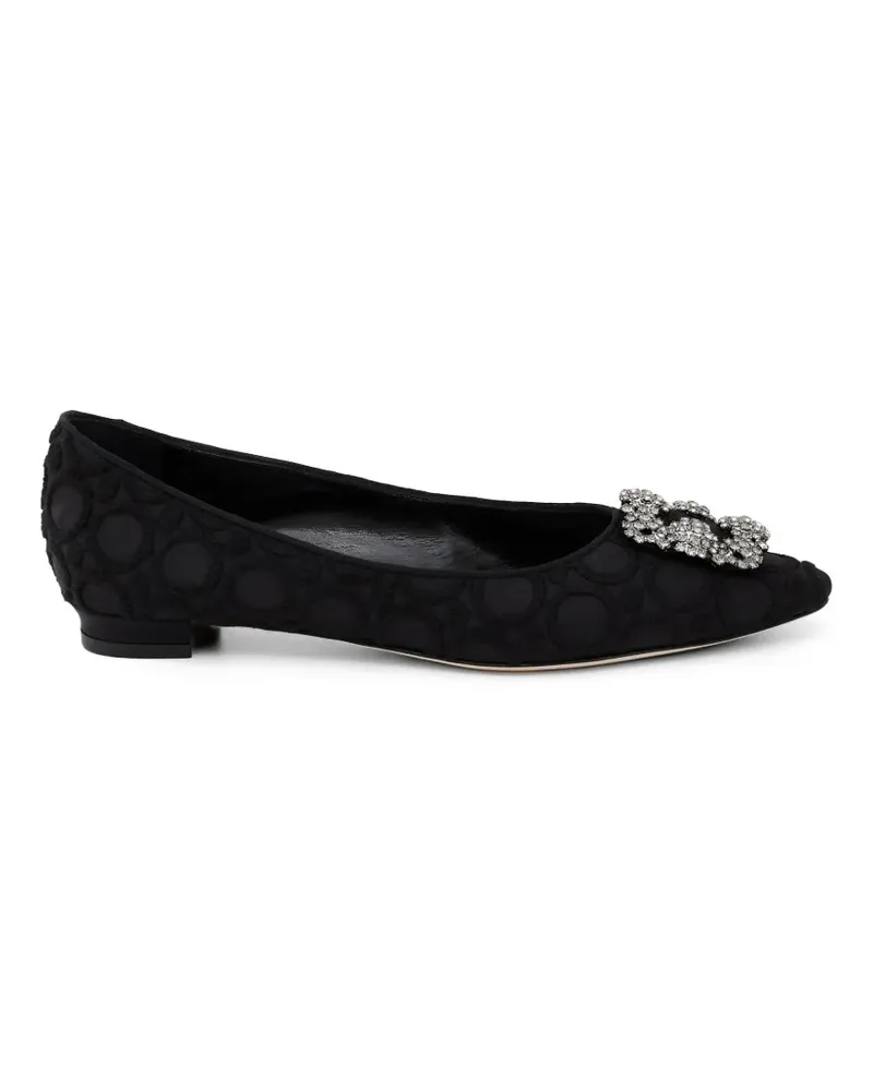 Manolo Blahnik Hangisi Flat crystal-buckle ballet flats - Schwarz Schwarz