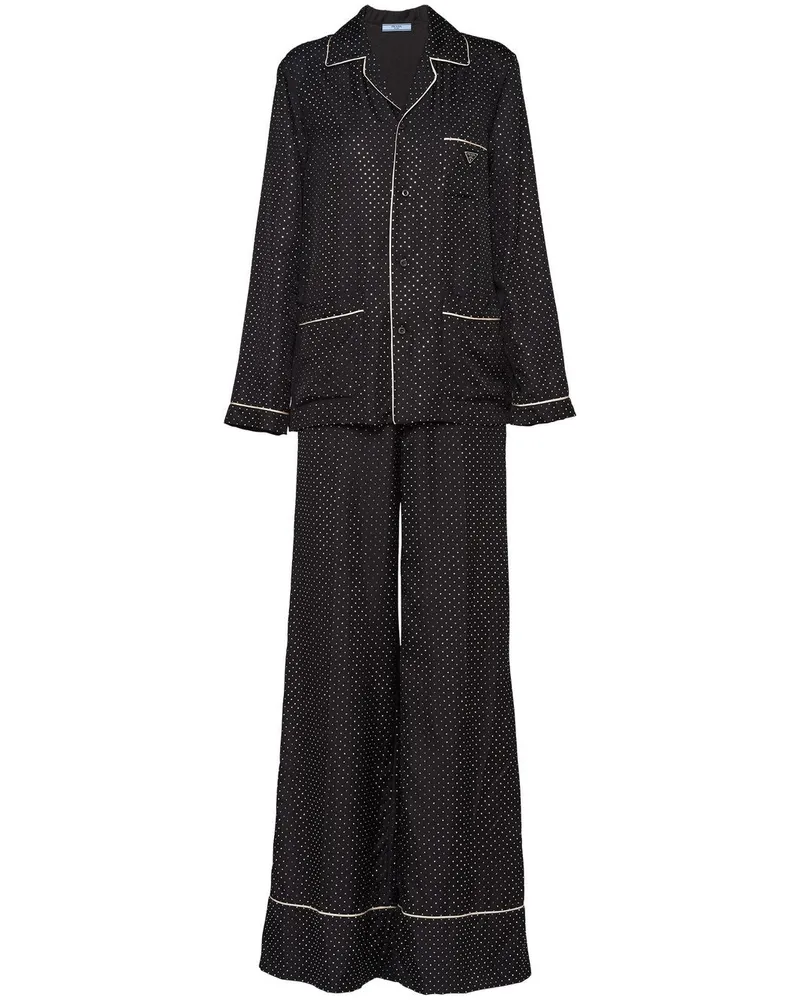 Prada Bestickter Pyjama - Schwarz Schwarz
