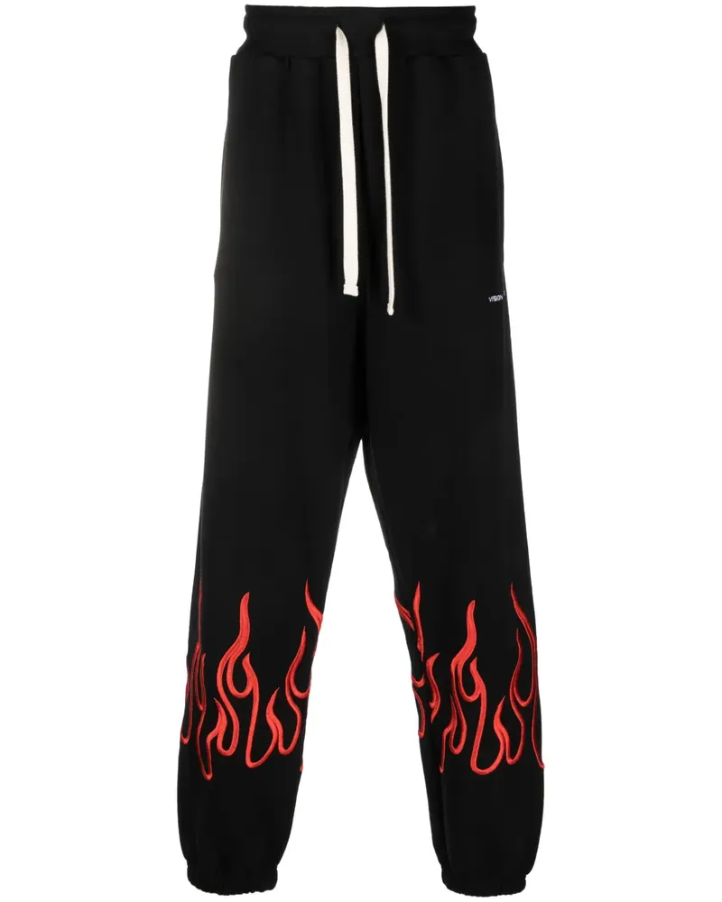 Vision Of Super Jogginghose mit Flammenstickerei - Schwarz Schwarz