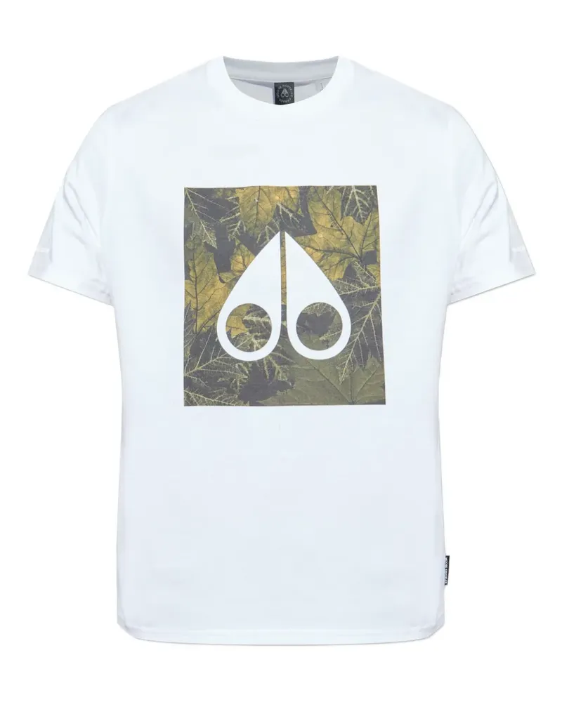 Moose Knuckles T-Shirt mit Blatt-Print - 160 WHITE 160