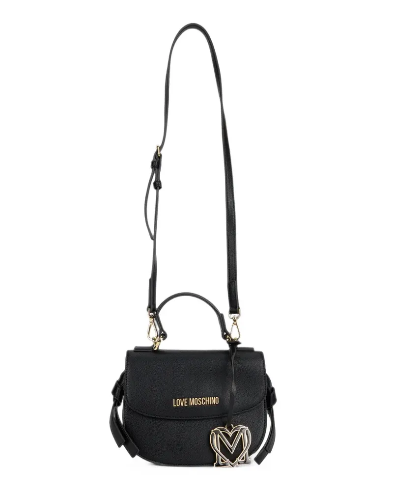 Moschino Schultertasche mit Logo-Schild - Schwarz Schwarz