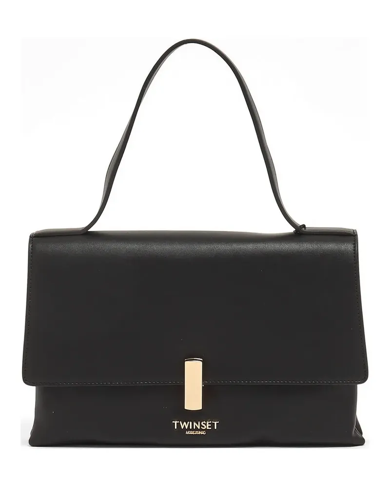 Twin-Set logo-lettering twist-lock clutch bag - Schwarz Schwarz