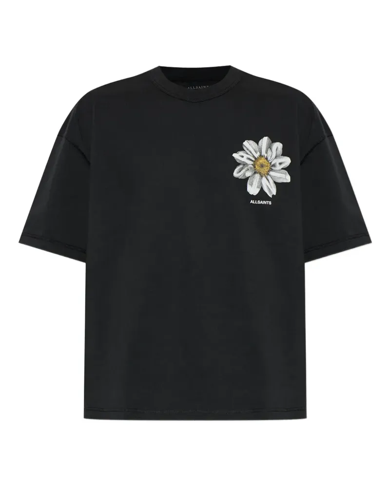 AllSaints Petals T-Shirt mit Blumenprint - Schwarz Schwarz