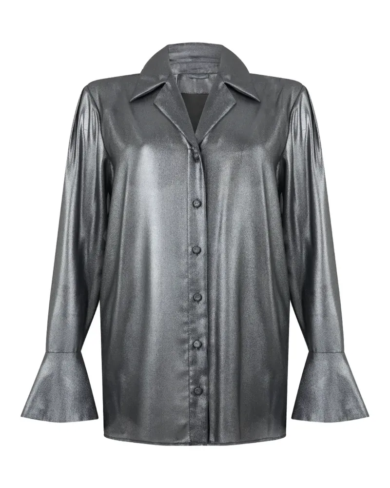 Alberta Ferretti Hemd im Metallic-Look - Silber Silber