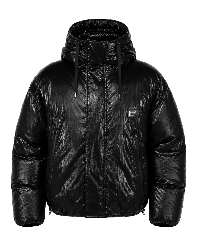 Dolce & Gabbana Gesteppte Jacke mit Logo-Schild - Schwarz Schwarz