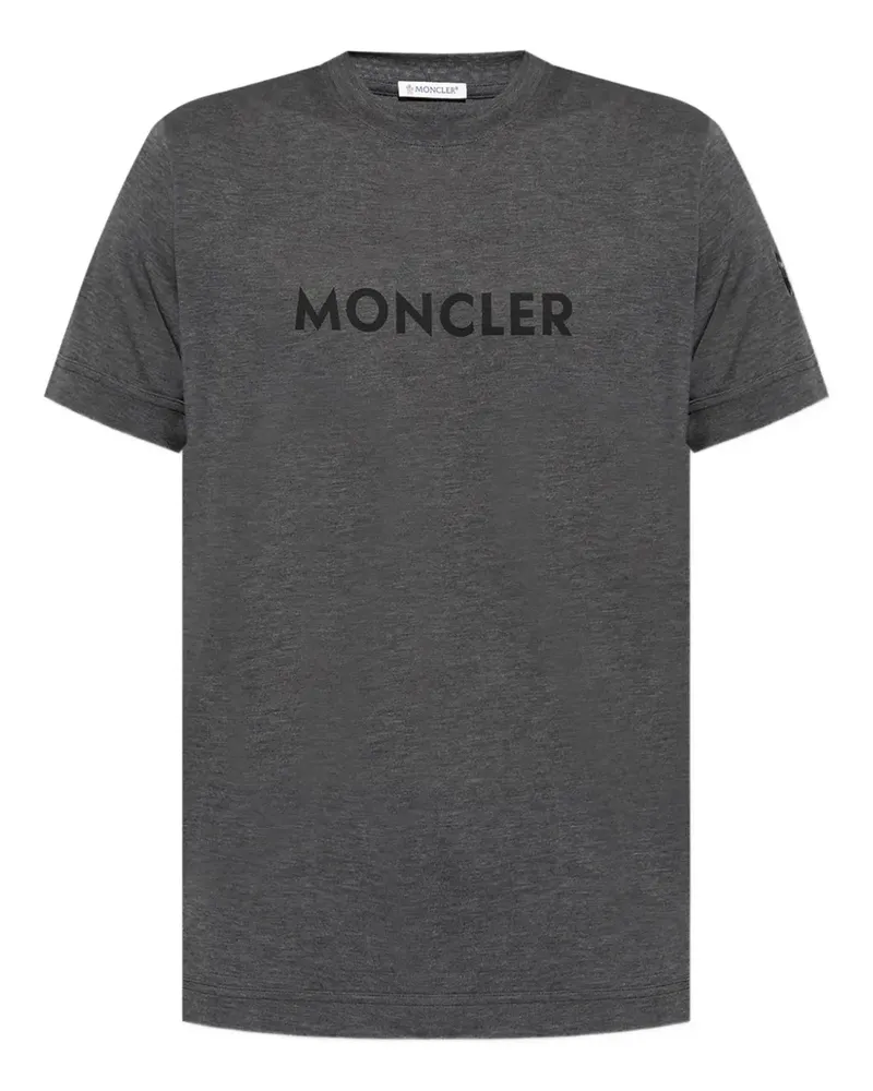 Moncler Kurzärmeliges T-Shirt mit Logo-Print - Grau Grau