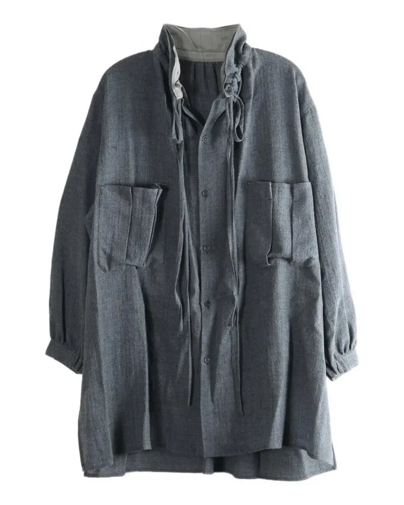 Yohji Yamamoto Oversized-Hemd mit Kordelzug - Grau Grau