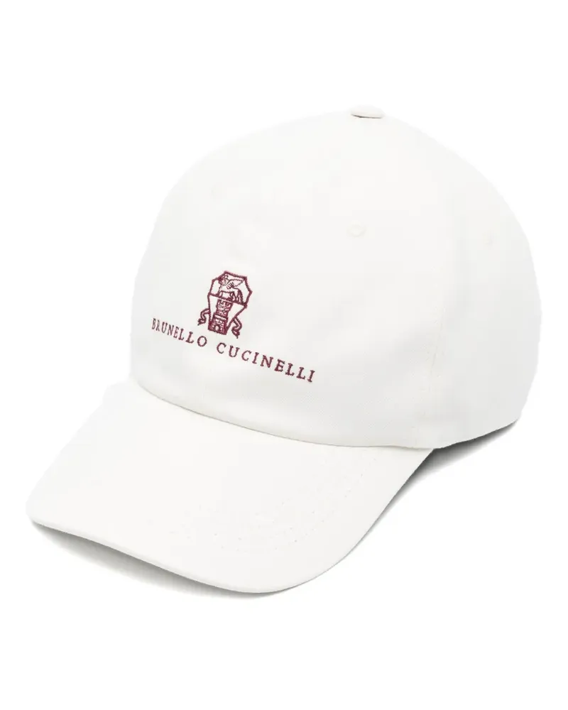 Brunello Cucinelli Baseballkappe mit Logo-Stickerei - Weiß Weiß