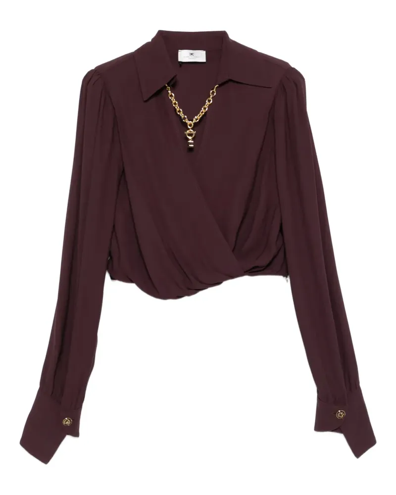 Elisabetta Franchi Langarmshirt in Wickeloptik - Braun Braun