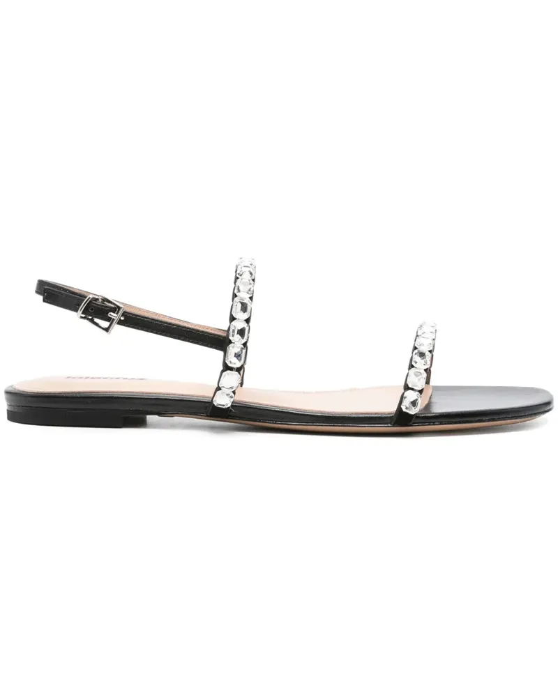 Lola Cruz Flache Sandalen mit Strass - Schwarz Schwarz