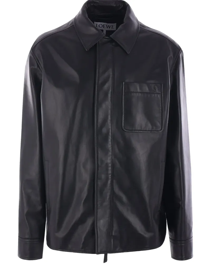 Loewe Hemdjacke aus Leder - Schwarz Schwarz