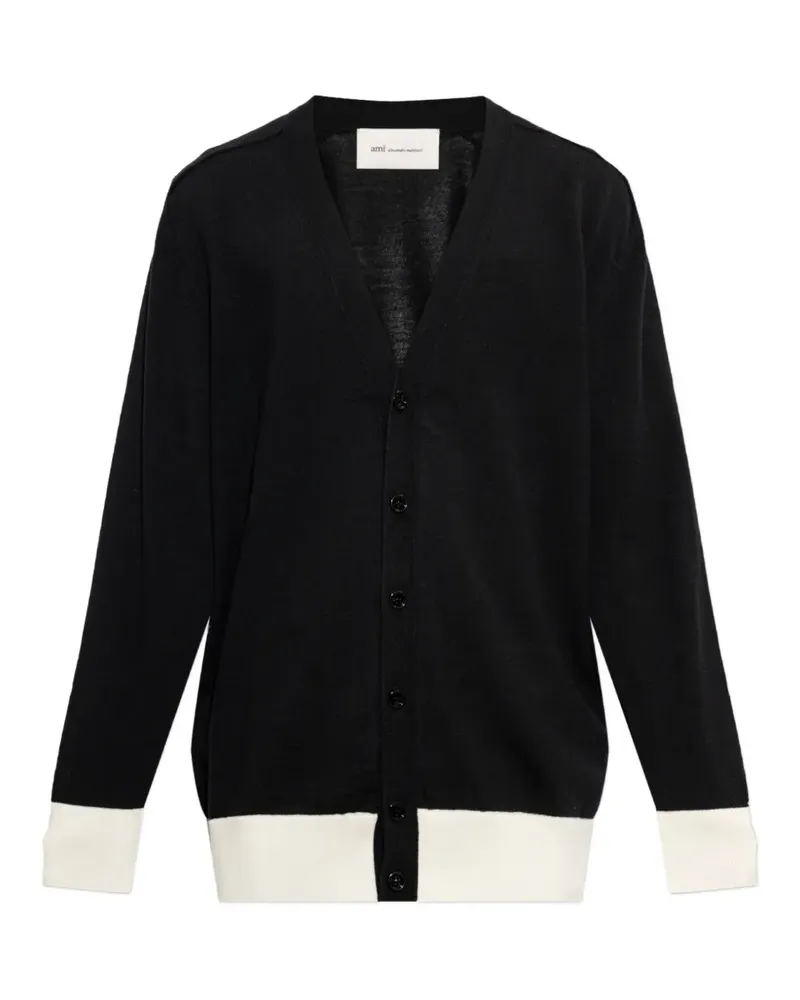AMI Paris Cardigan in Colour-Block-Optik - Schwarz Schwarz