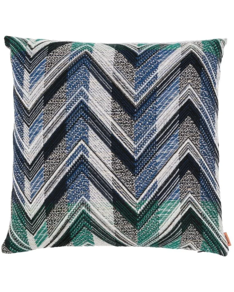 Missoni Home Gestreiftes Kissen mit Logo-Patch - Blau Blau