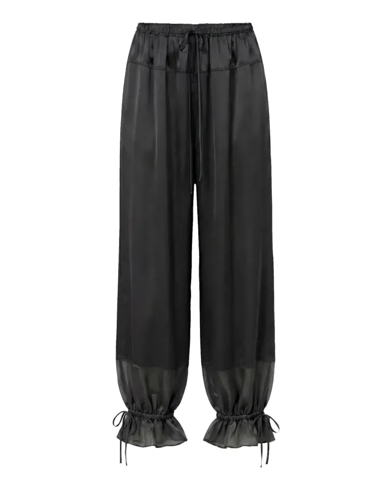 Ulla Johnson Camile Satinhose mit gerüschten Bündchen - Schwarz Schwarz