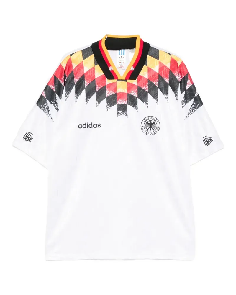 adidas diamond-print V-neck T-shirt - Weiß Weiß