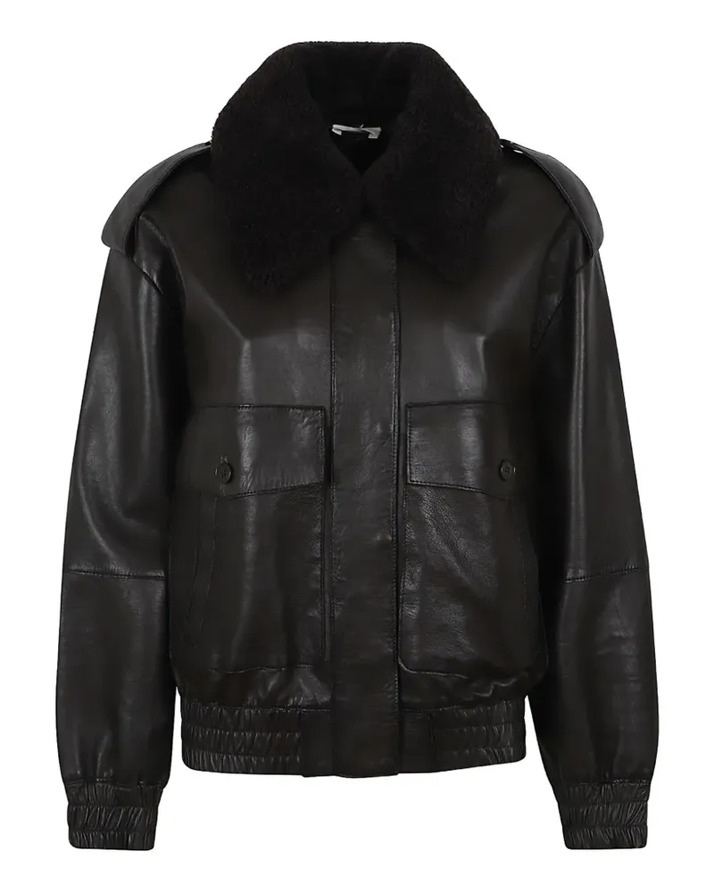 P.A.R.O.S.H. P.A.R.O H. shearling-collar leather jacket - Braun Braun
