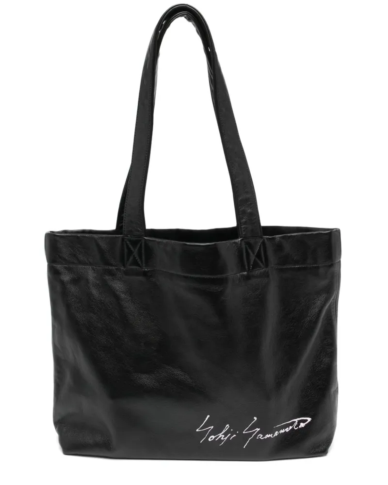 Yohji Yamamoto Schultertasche aus Leder - Schwarz Schwarz