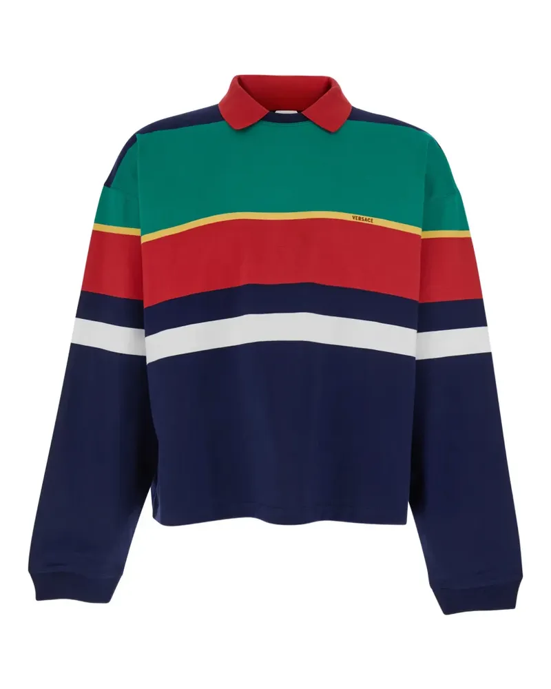 Versace logo-detail striped sweatshirt - Blau Blau