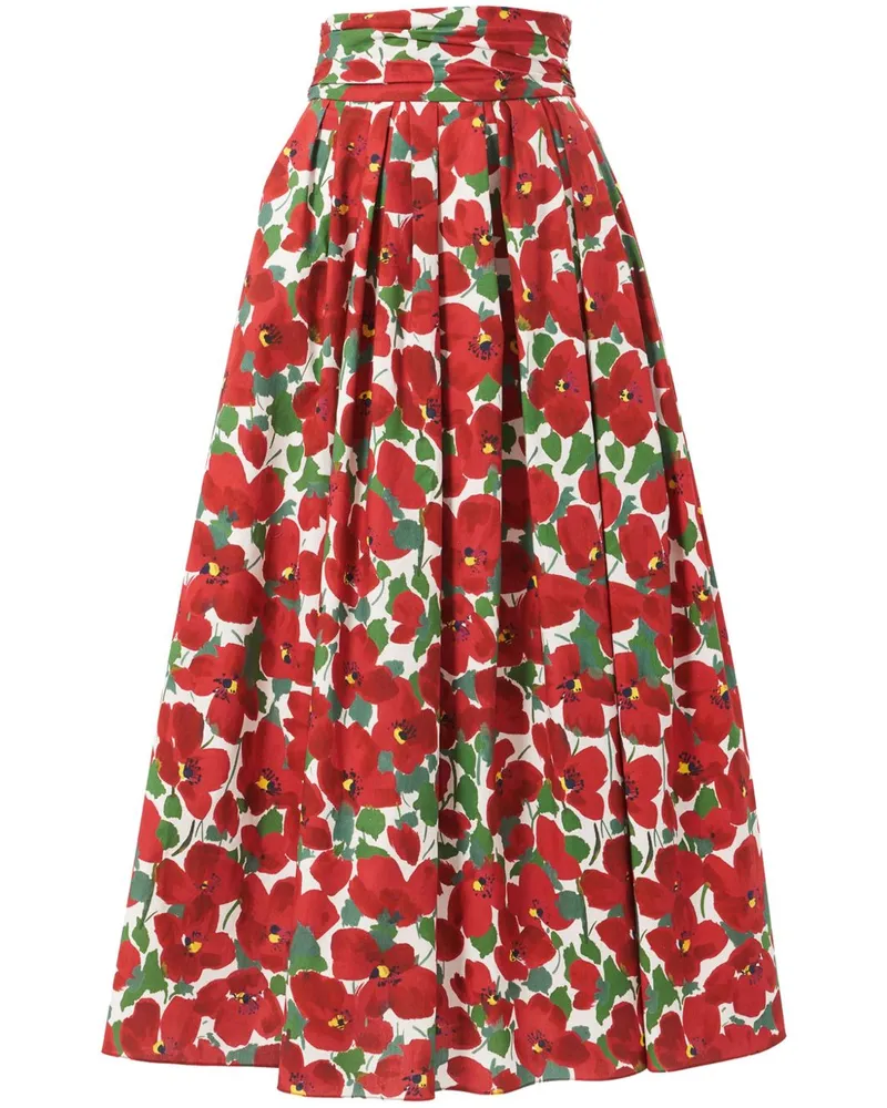 Carolina Herrera New York Cummerbund Midirock - Rot Rot
