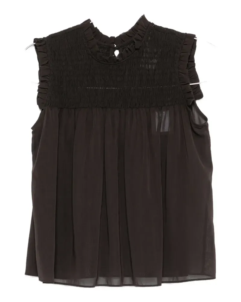 Pinko Ariccia smocked ruffled top - Braun Braun