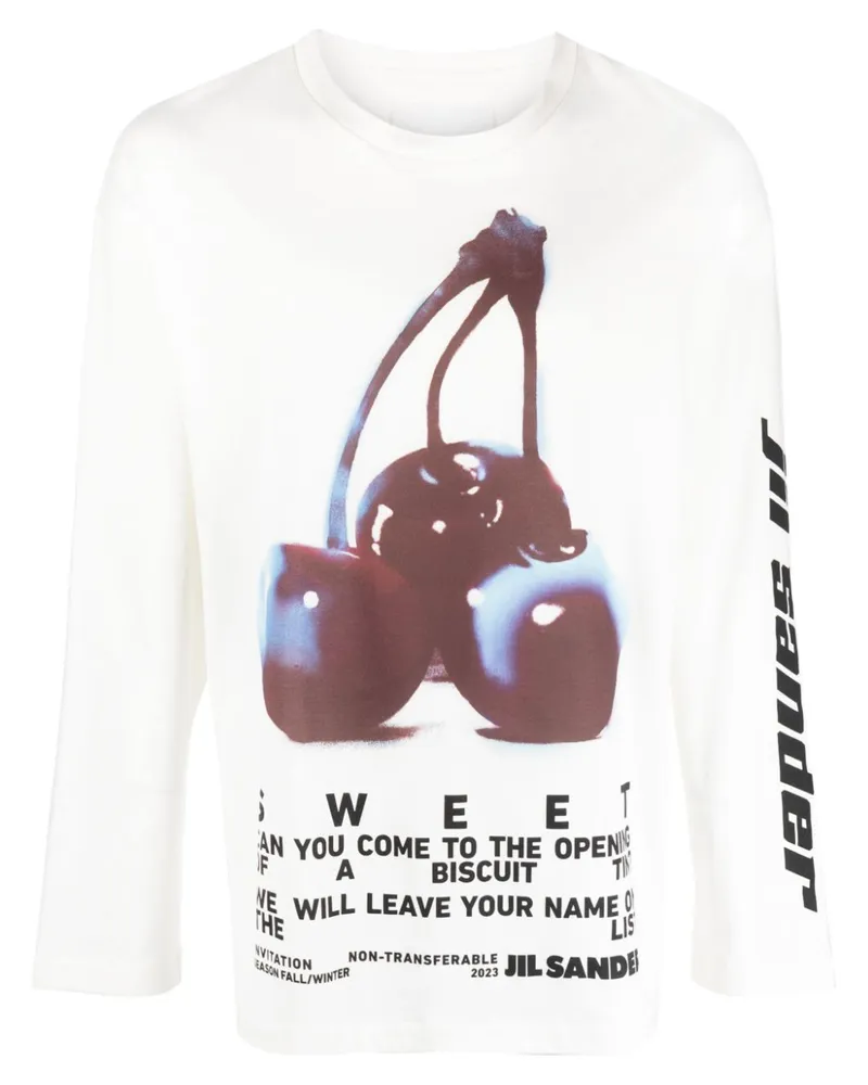 Jil Sander T-Shirt mit Kirschen-Print - Weiß Weiß