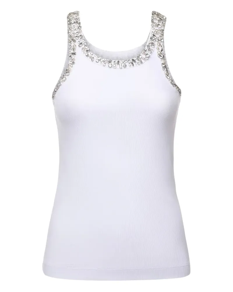 Pinko embellished ribbed top - Weiß Weiß
