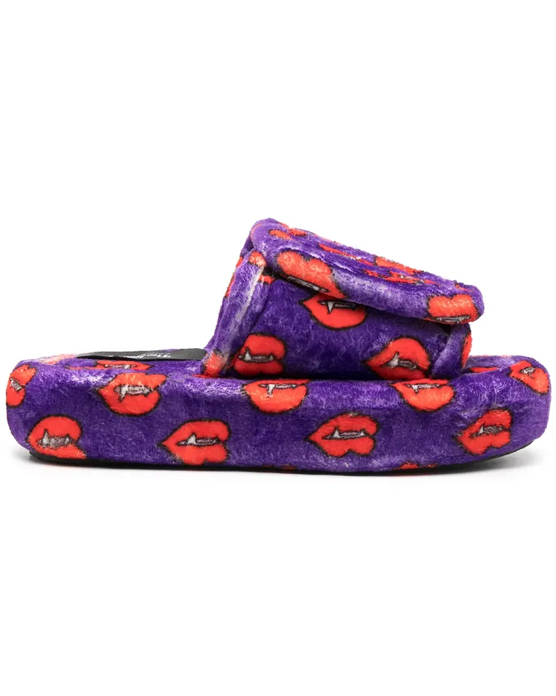 DUO Ltd Frottee-Slipper mit Print - Violett Violett