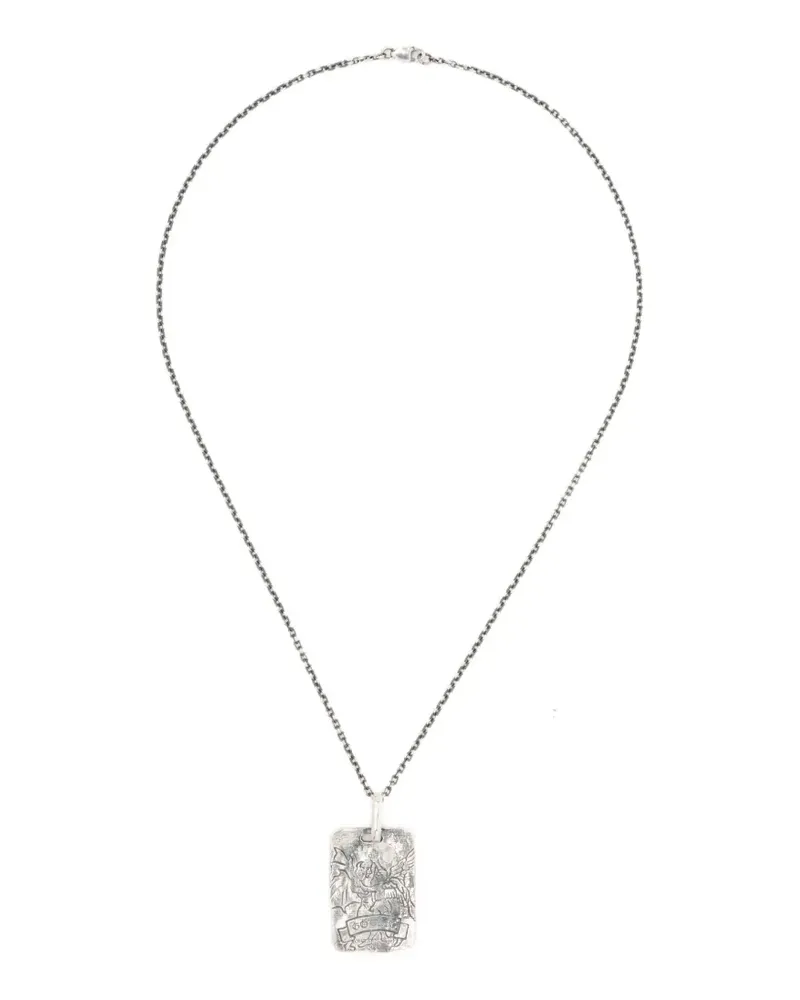 Yohji Yamamoto engraved-pendant necklace - Silber Silber