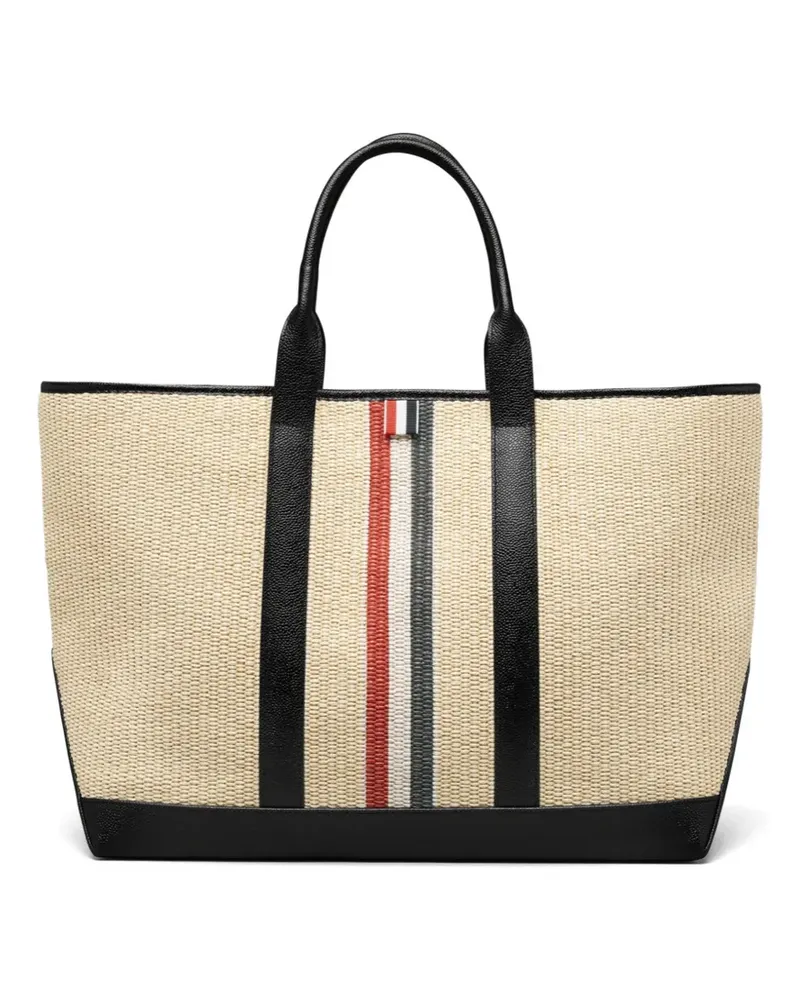 Thom Browne medium Tool RWB-stripe raffia tote bag - Nude Nude