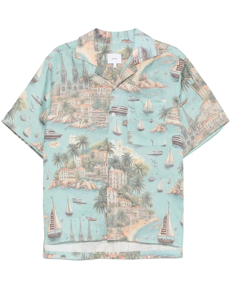 RHUDE Sailing Map Hemd - Blau Blau