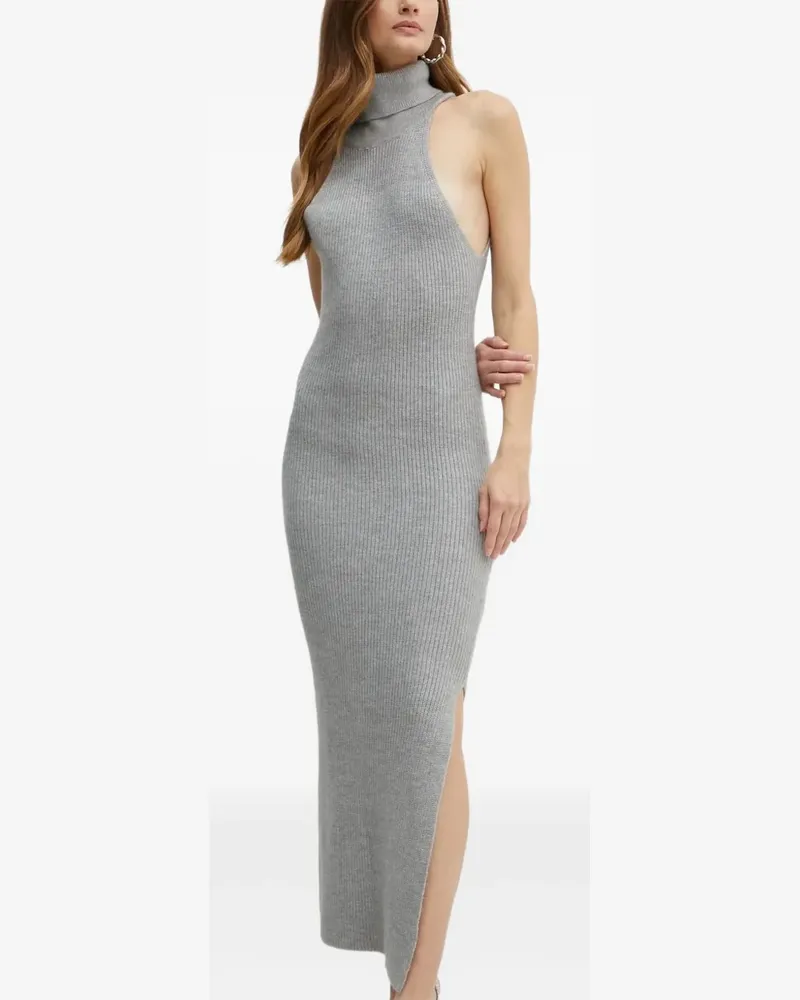 Bardot Geripptes Rollkragenkleid - Grau Grau