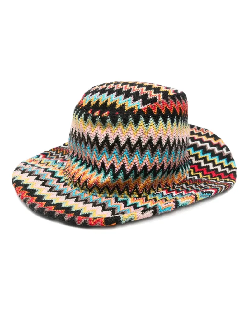 Missoni Sonnenhut mit Zickzackmuster - Schwarz Schwarz