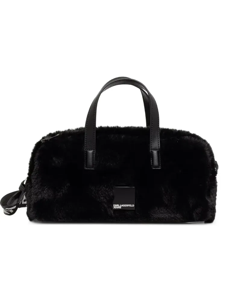 Karl Lagerfeld Box Tote Bag mit Logo-Schild - Schwarz Schwarz