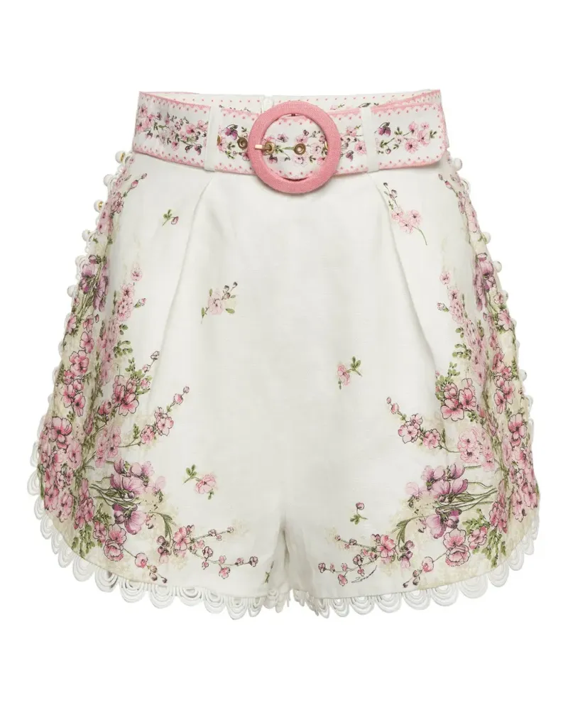 Zimmermann Shorts mit Blumenprint - Weiß Weiß