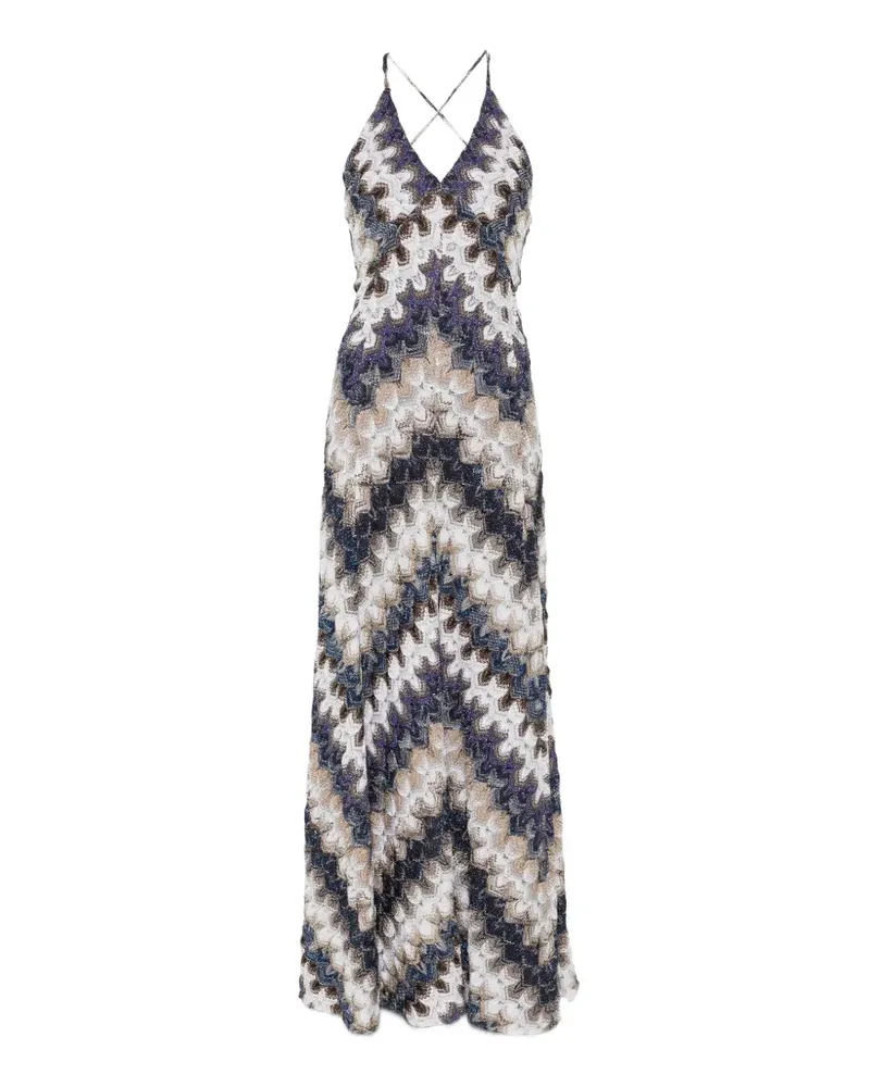 Missoni zigzag-pattern V-neck maxi dress - Blau Blau