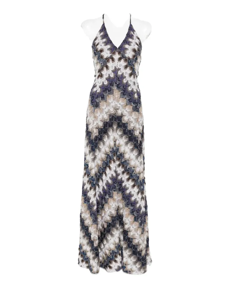 Missoni zigzag-pattern V-neck maxi dress - Blau Blau