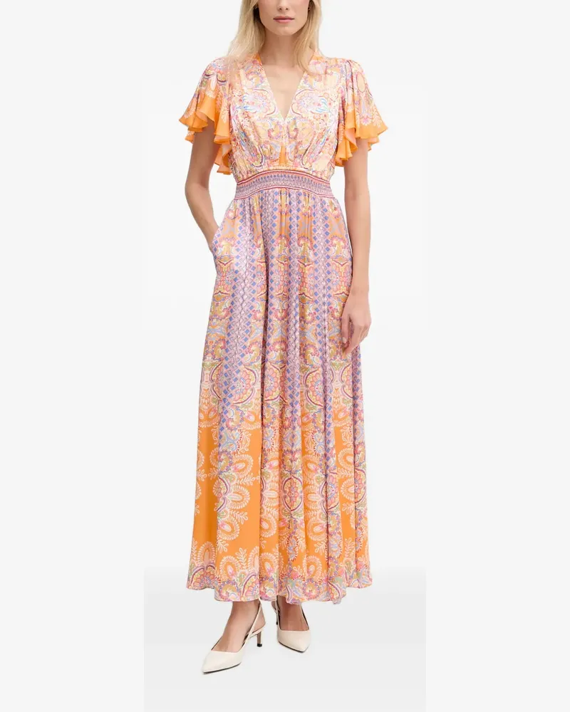 Hale Bob Sandra Charmeuse paisley-print maxi dress - Orange Orange