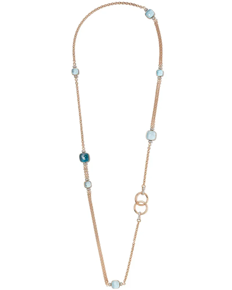 Pomellato 18kt 'Nudo' Rotgoldhalskette mit Weißgolddetails, Diamanten und Topas - Rosa Rosa
