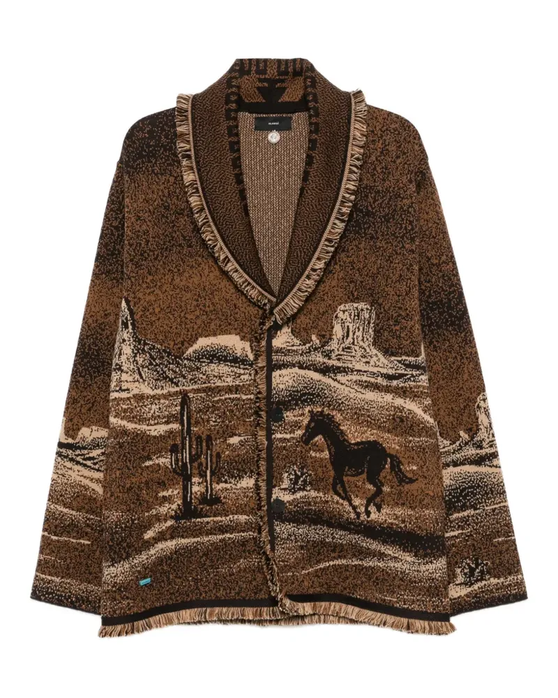 Alanui Fransenjacke mit Landschaftsmuster - Braun Braun