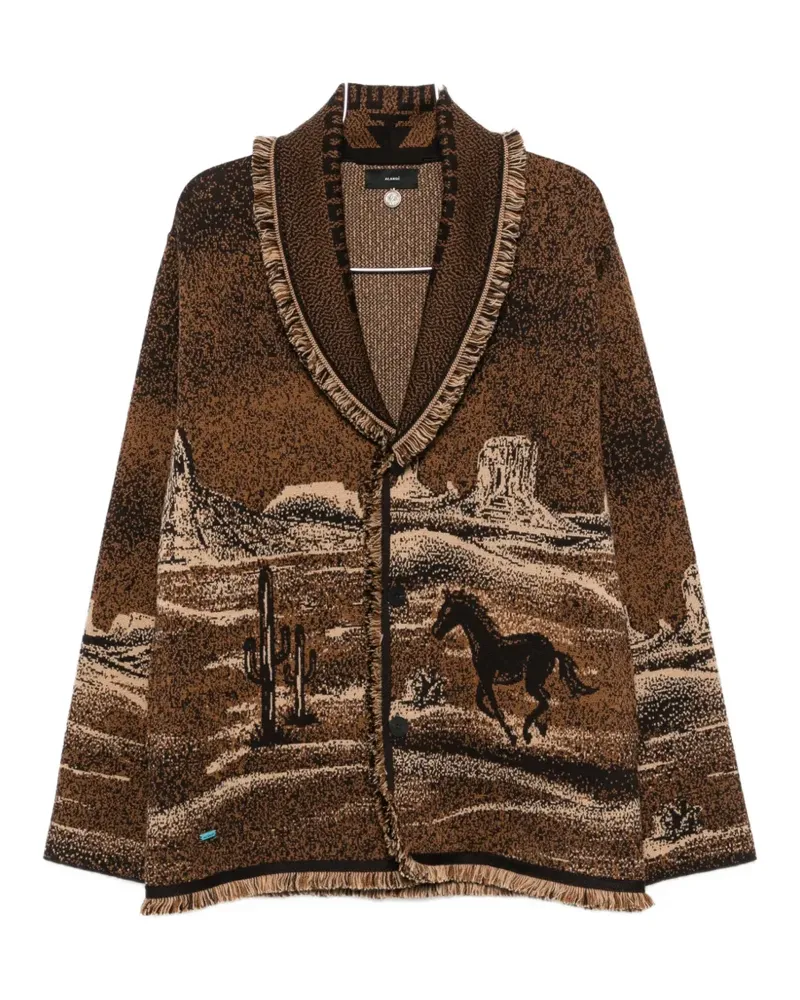 Alanui landscape-pattern fringed jacket - Braun Braun