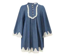 Minikleid mit Spitzenbesatz - Blau