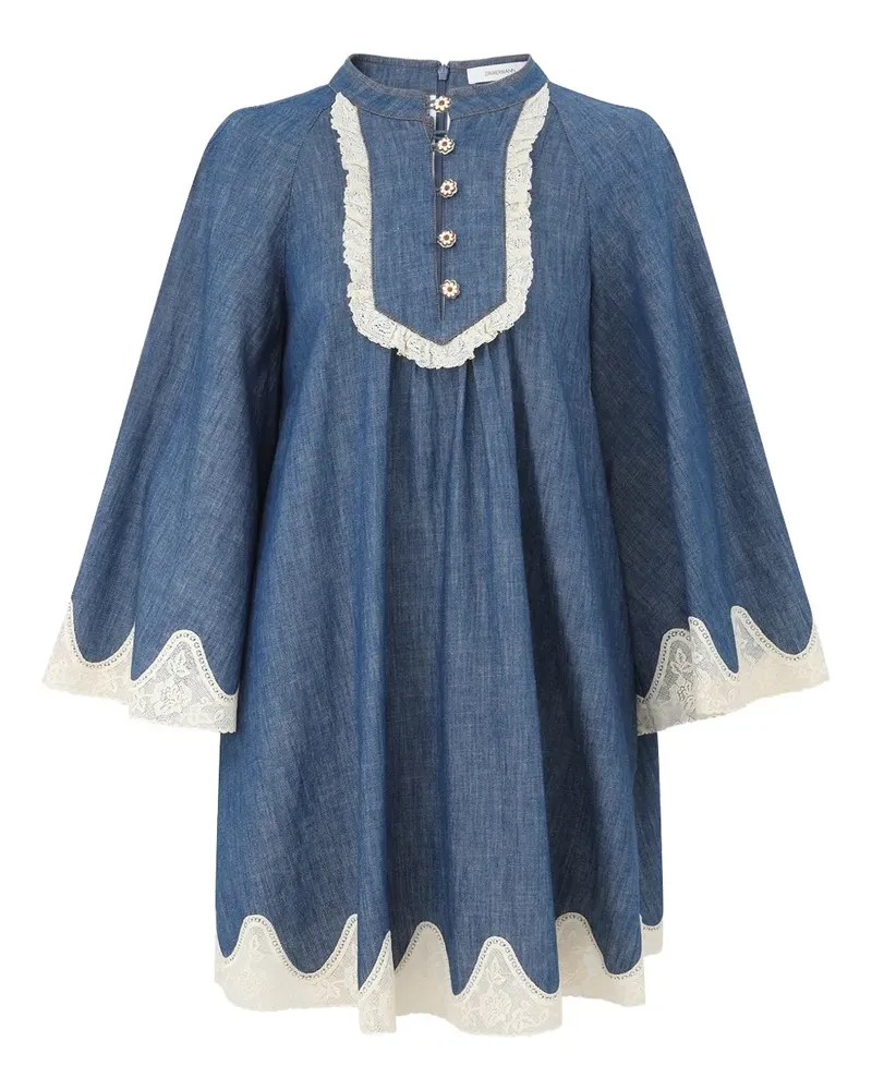 Zimmermann lace-trim mini dress - Blau Blau