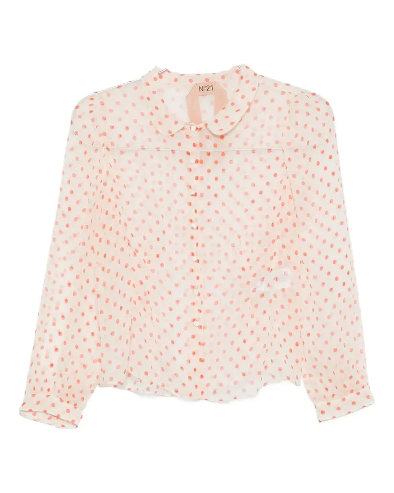 N° 21 polka-dot sheer top - Nude Nude